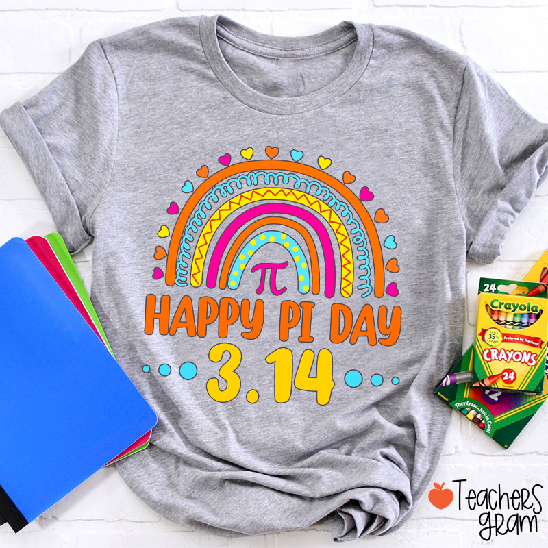 Happy Pi Day Rainbow Teacher T-Shirt
