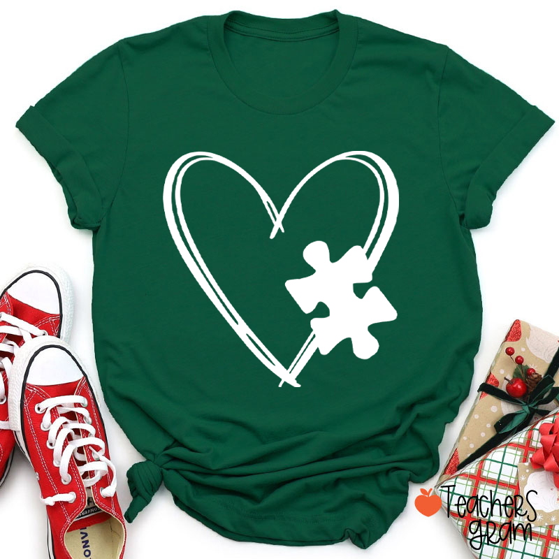 Love Autism Puzzle Teacher T-Shirt