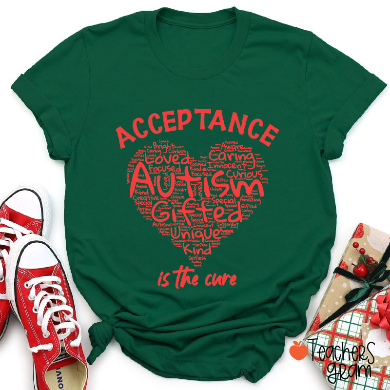 Acceptance Autism Is The Cure Teacher T-Shirt