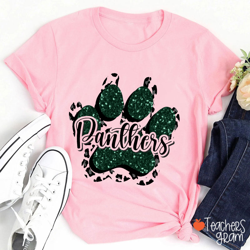Personalized Mascot Glitter Paw Teacher T-Shirt