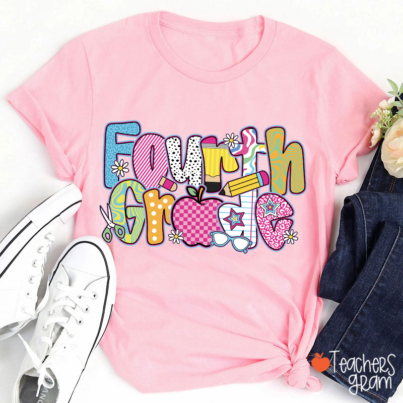 Personalized Grade Apple First Day Teacher T-Shirt