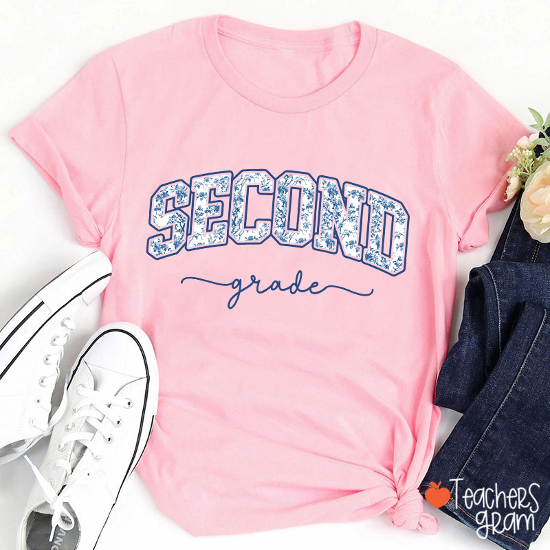 Personalized Grade Blue And White Porcelain Teacher T-Shirt
