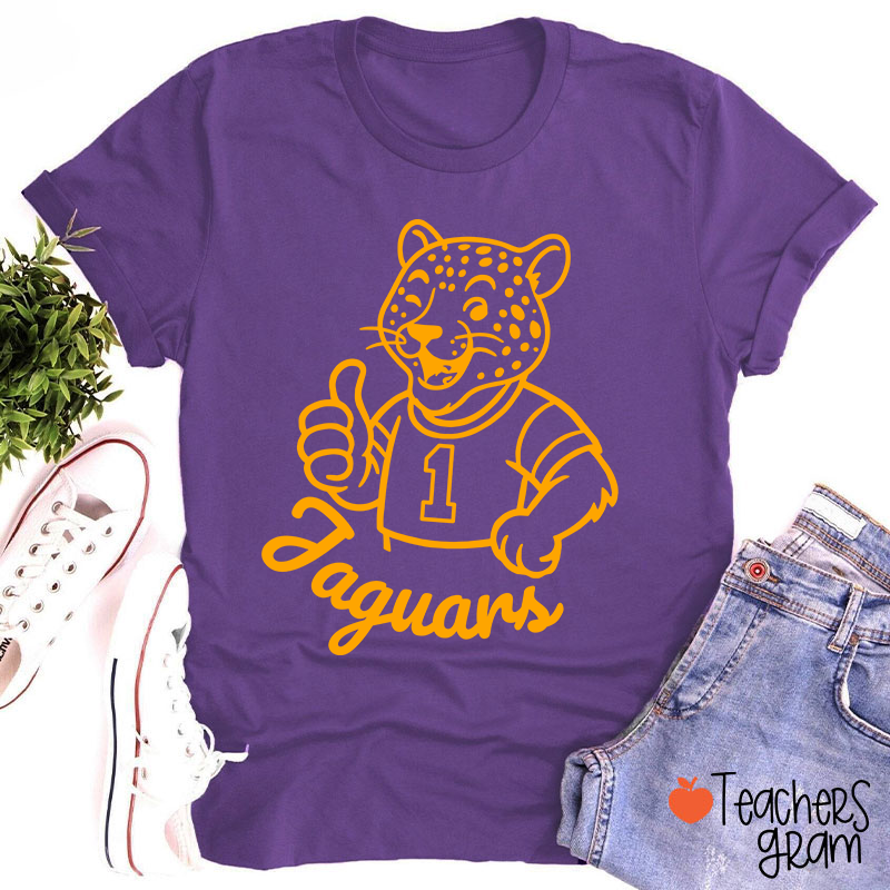 Personalized Cute Mascot And Your Number School Spirit Teacher T-Shirt