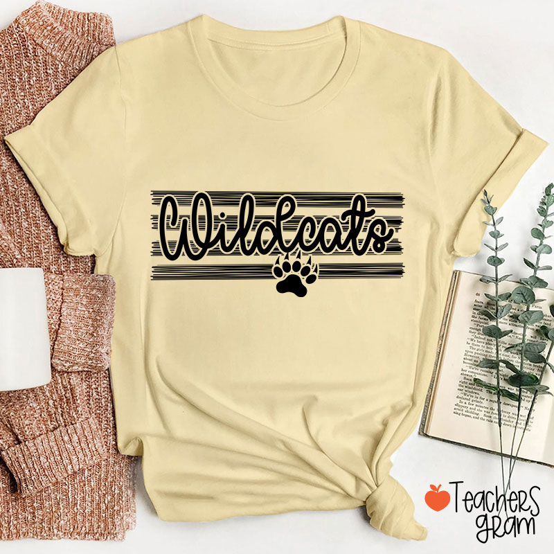 Personalized Mascot On Stripes Spirit Game Day Teacher T-Shirt