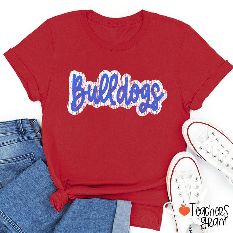 Personalized Mascot Washed And Distressed Print Teacher T-Shirt