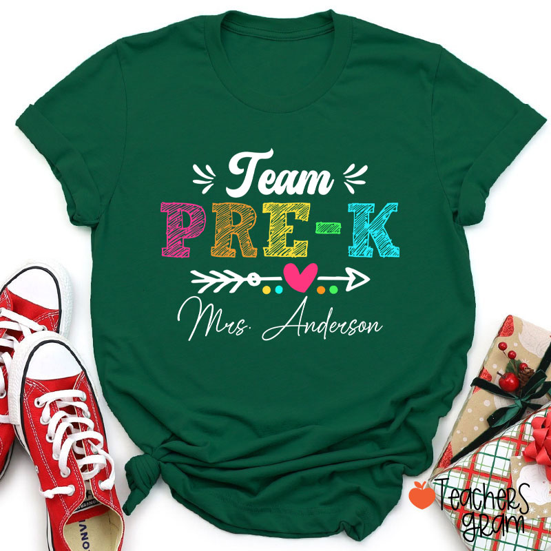 Personalized Team Name Arrow Heart Teacher T-Shirt