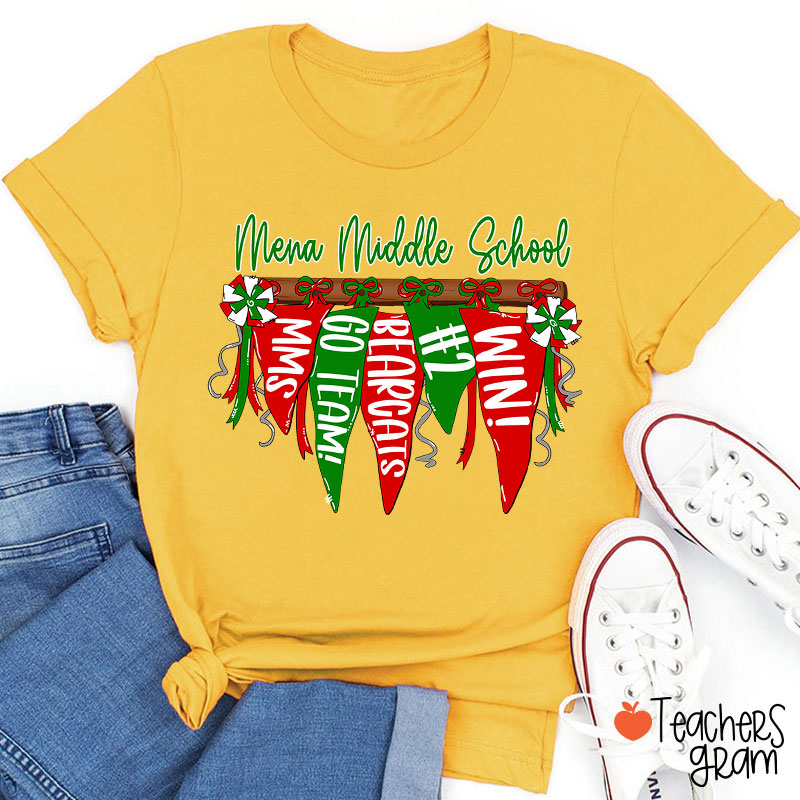Personalized Mascot Pennant Banner Flag Teacher T-Shirt