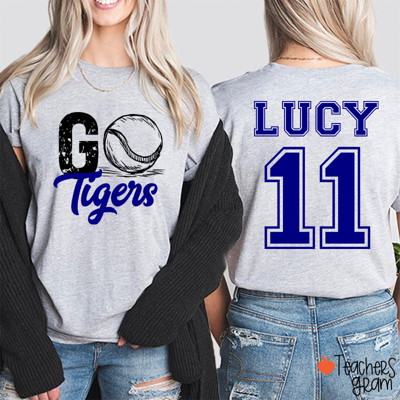 Personalized Mascot And Sport Go Game Day Teacher Two Sided T-Shirt