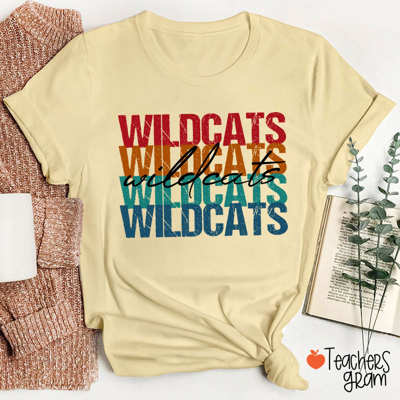 Personalized Mascot Retro Distressed School Spirit Teacher T-Shirt