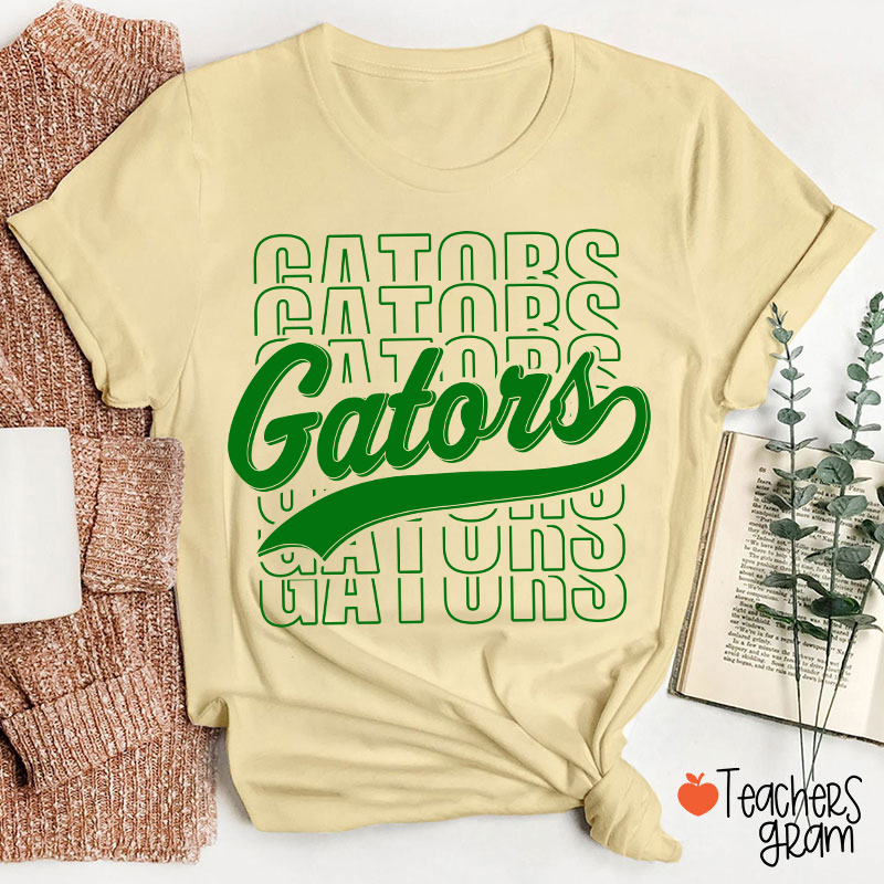 Personalized Mascot Stacked Typography School Spirit Teacher T-Shirt