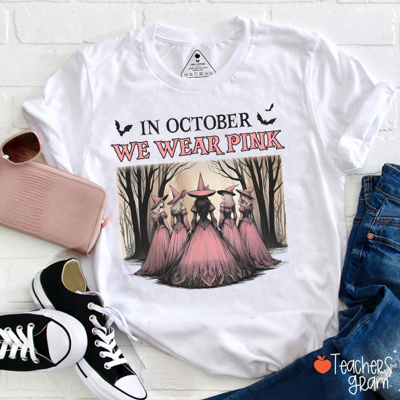 October Pink Witches Teacher T-Shirt