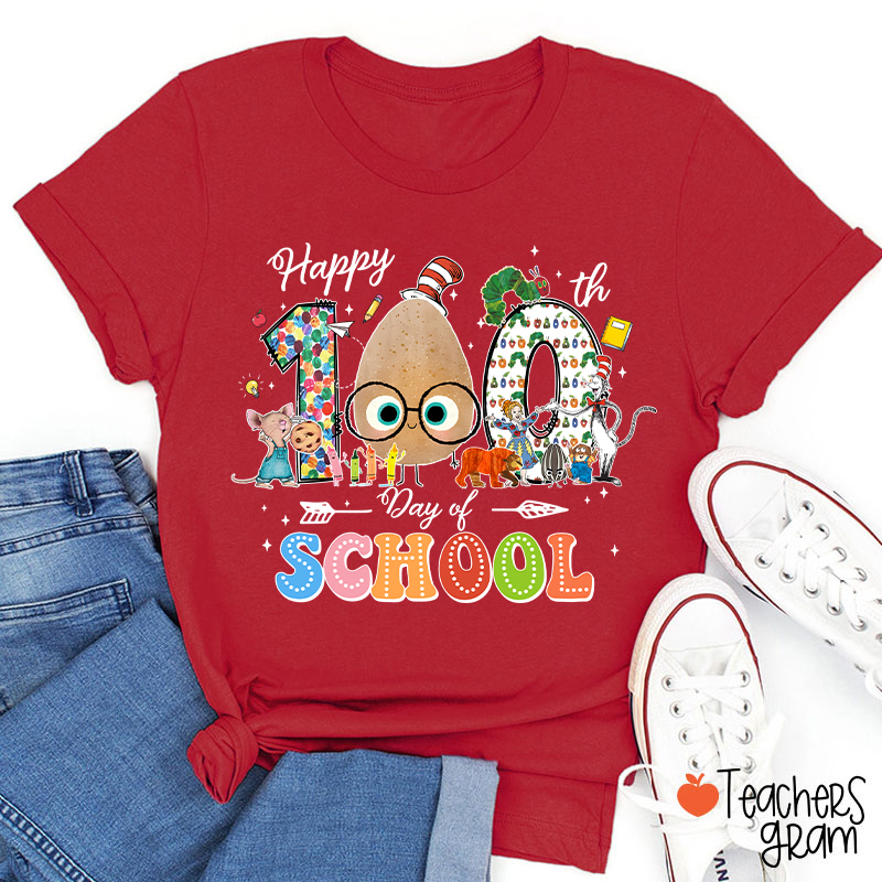 Children's Books Happy 100 Days Of School Teacher T-Shirt
