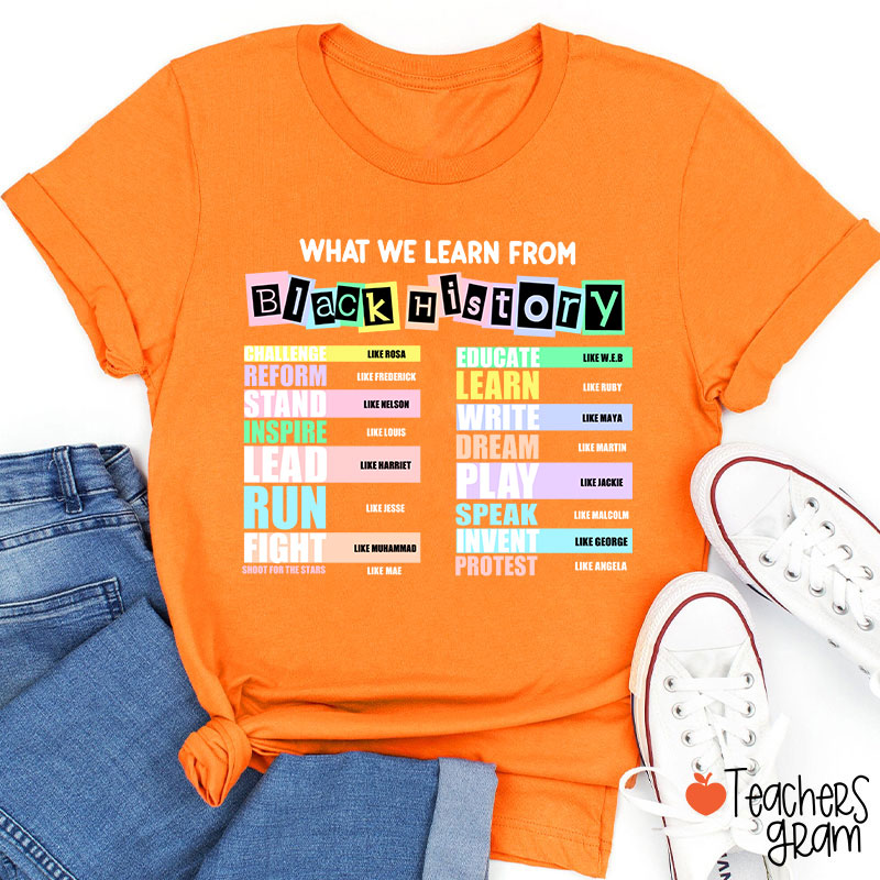 What We Learn From Black History Teacher T-Shirt
