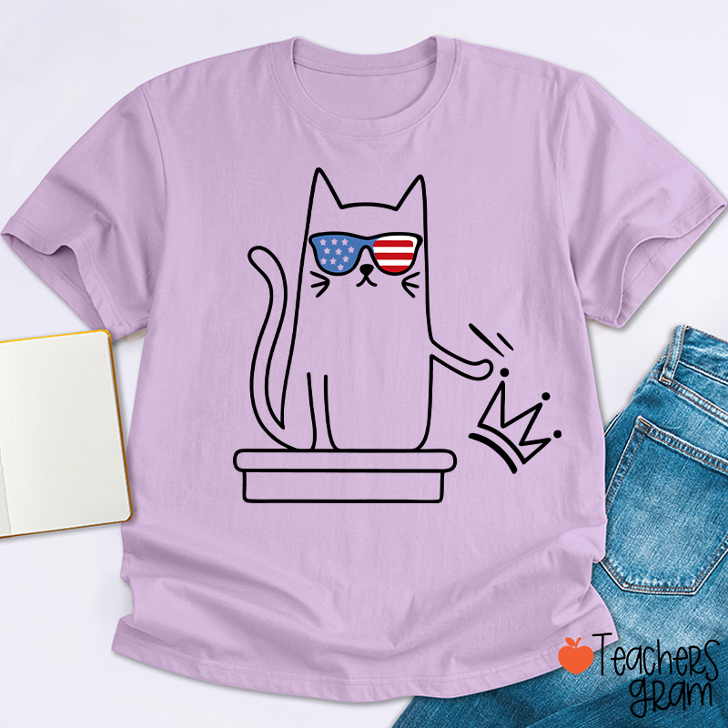 Cat No Kings In America Teacher T-Shirt