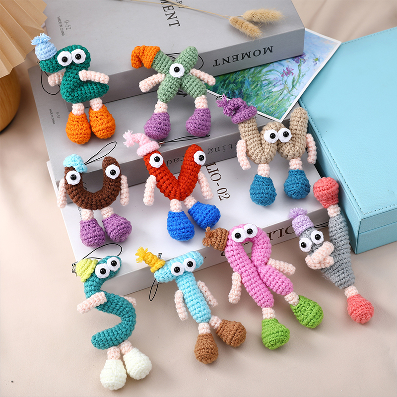 Fun Crocheted Alphabet English Letter Keychain