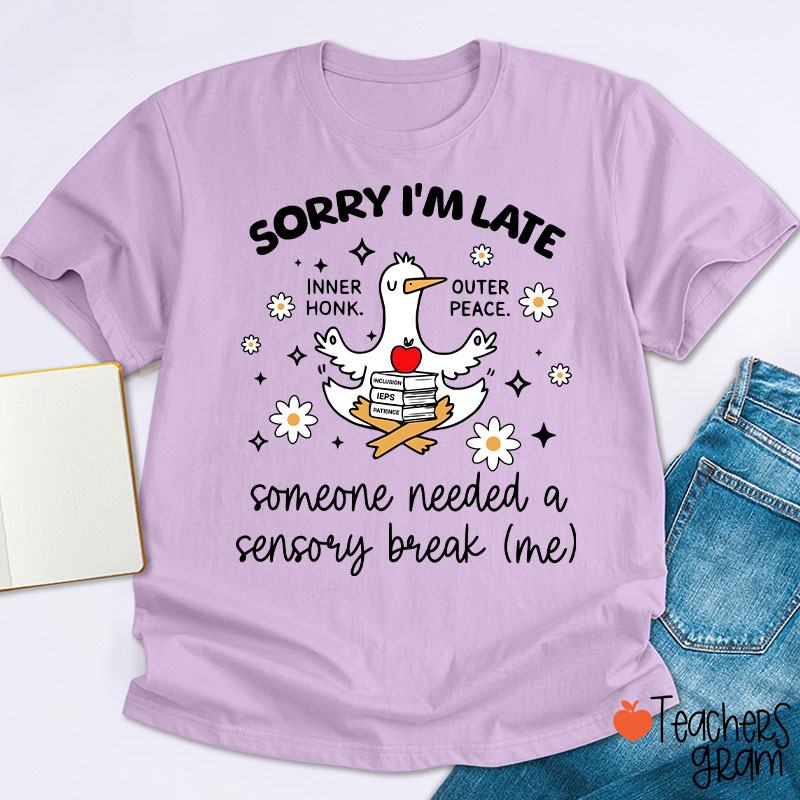 Sorry I'm Late Someone Needed A Sensory Break Teacher T-Shirt