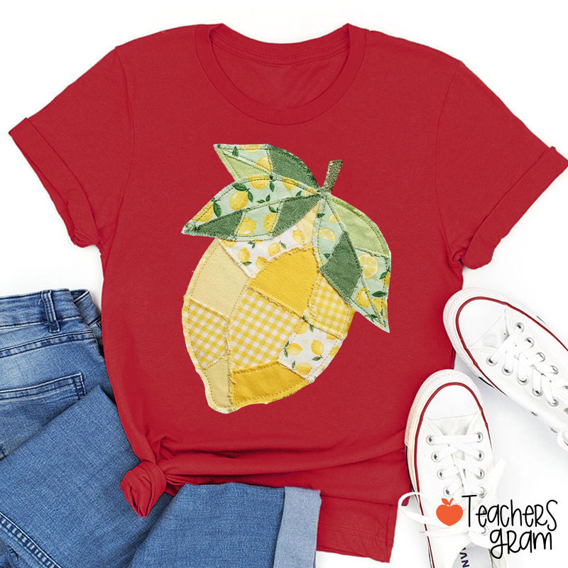 Faux Quilted Patchwork Lemon Teacher T-Shirt