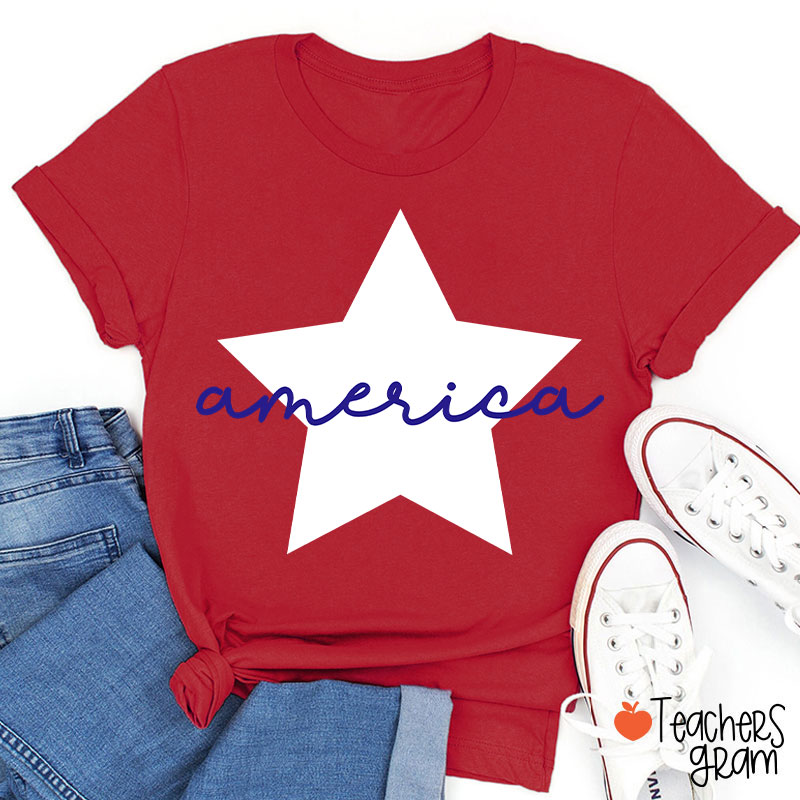 America Patriotic 4th Of July Teacher T-Shirt