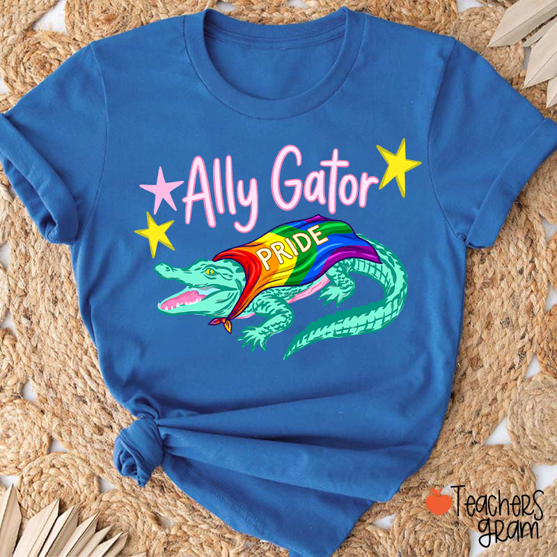 Ally Gator Rainbow Pride Teacher T-Shirt