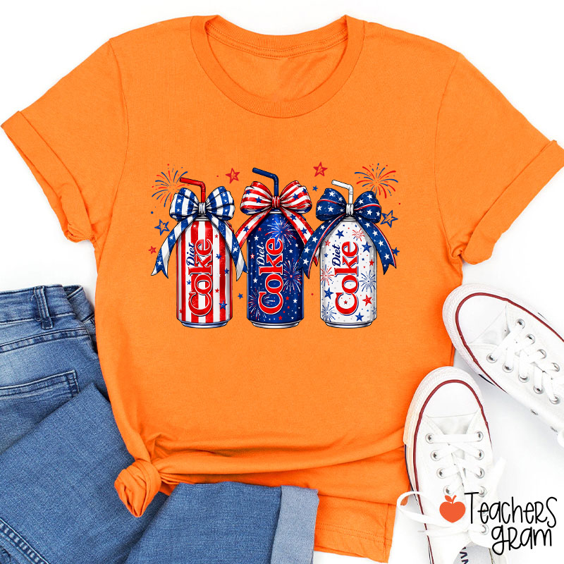 4th Of July Coquette Bow Coke Lover Teacher T-Shirt