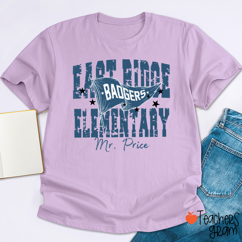 Personalized School Mascot Pennant Flag Teacher T-Shirt