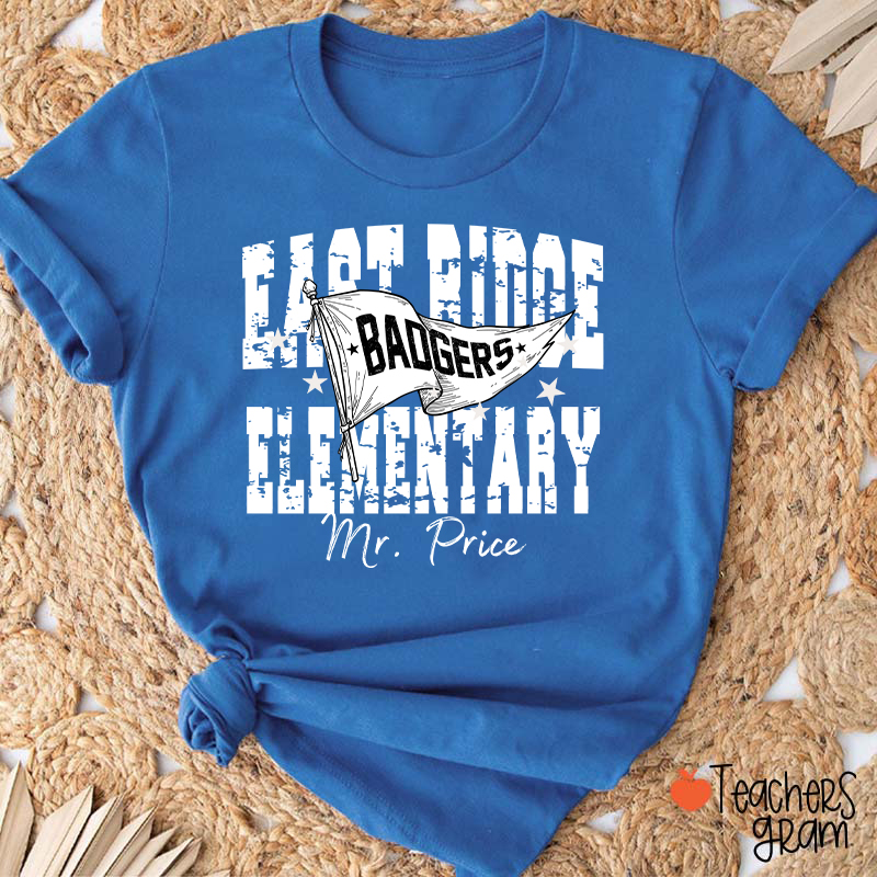 Personalized School Mascot Pennant Flag Teacher T-Shirt
