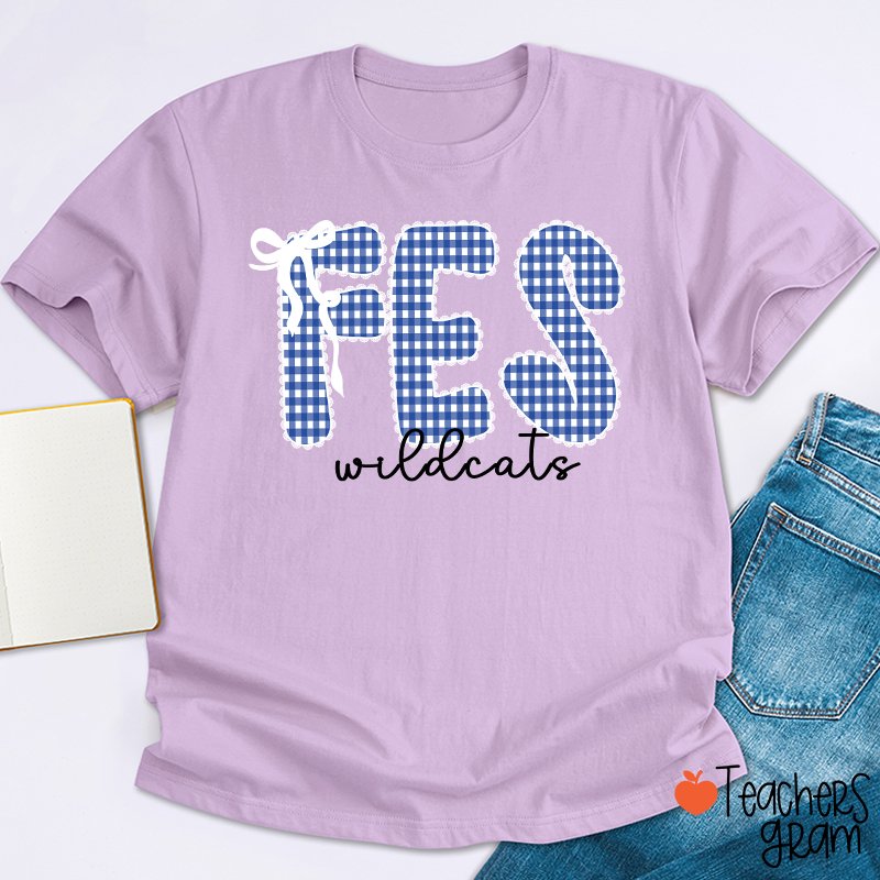 Personalized Gingham School Spirit Teacher T-Shirt