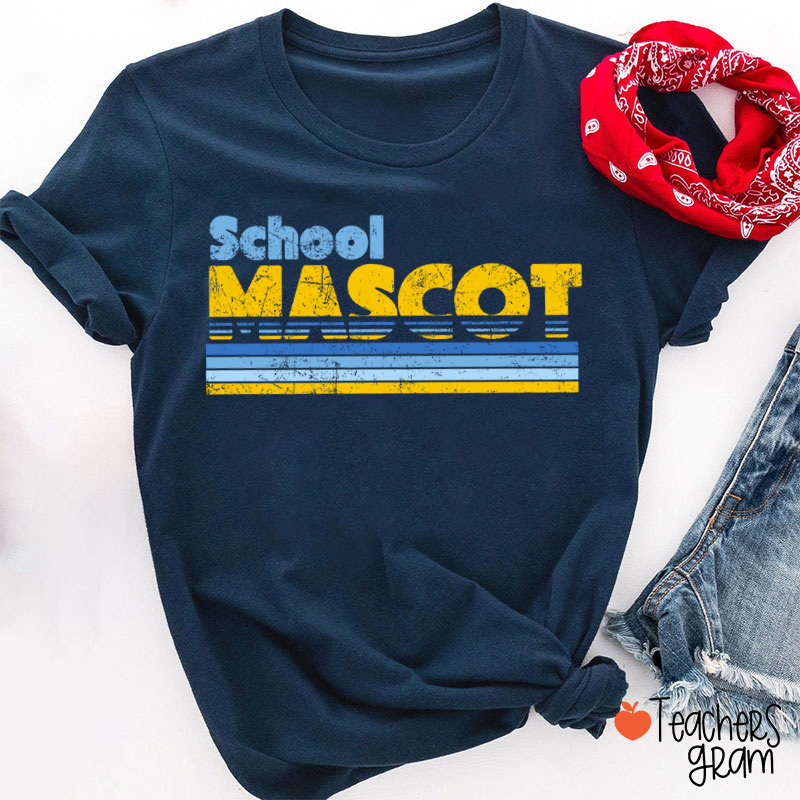 Personalized Mascot And School Name Contrast Color Line Design Teacher T-Shirt