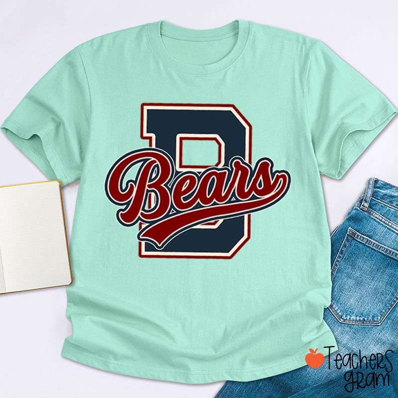 Personalized Mascot Varsity Letter Script Teacher T-Shirt