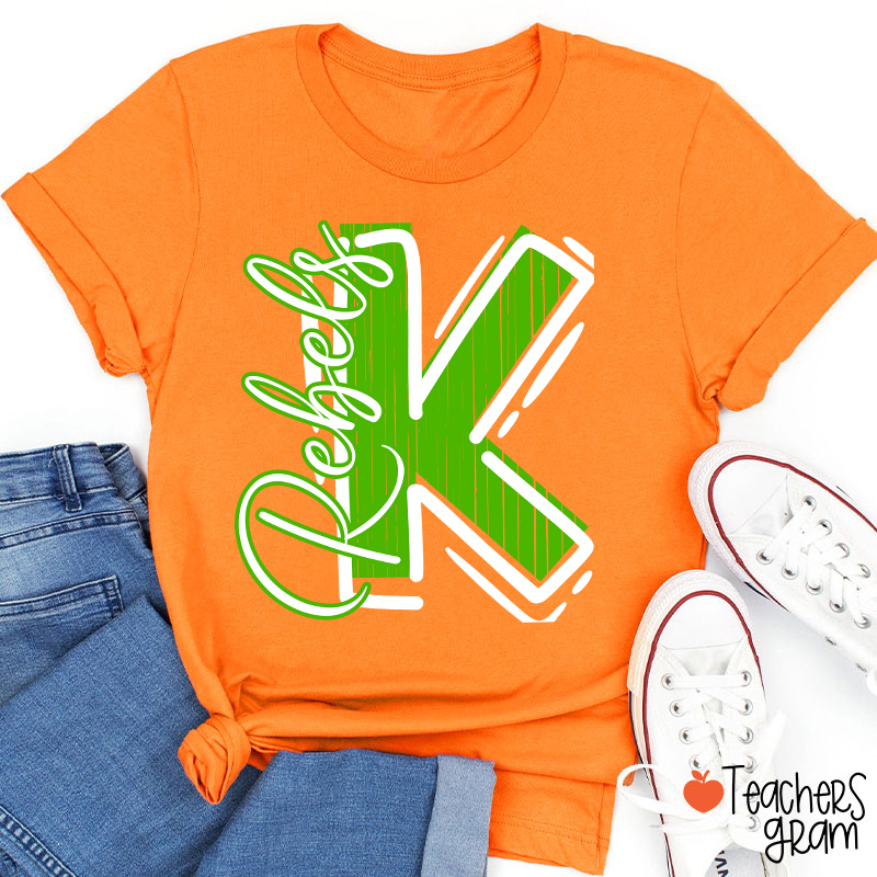 Personalized School Spirit Mascot Initial Teacher T-Shirt