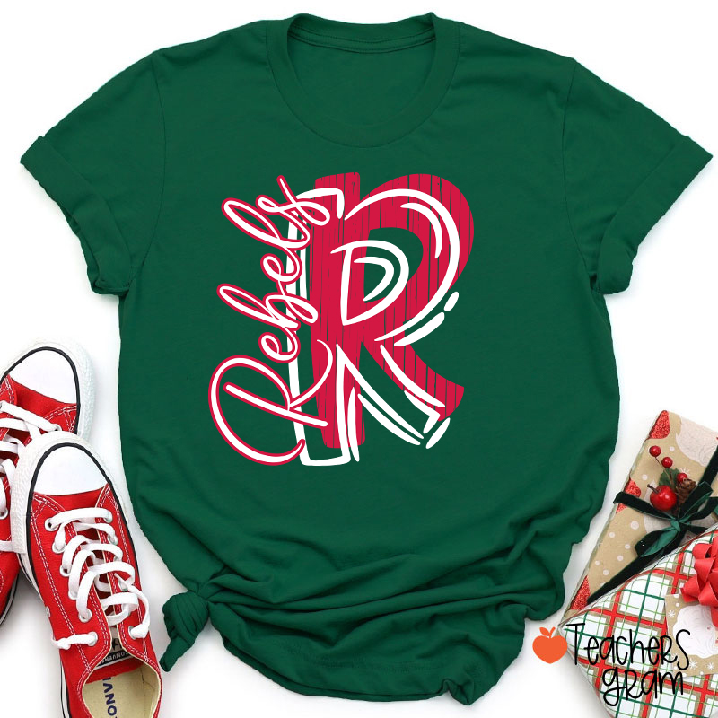 Personalized School Spirit Mascot Initial Teacher T-Shirt
