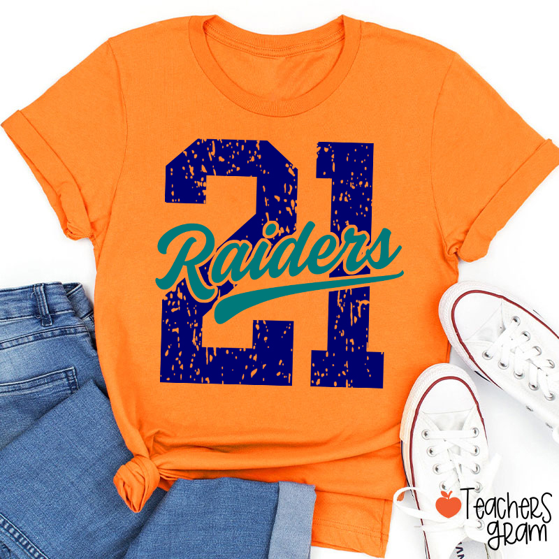 Personalized Vintage Distressed Number Team Name Mascot Teacher T-Shirt