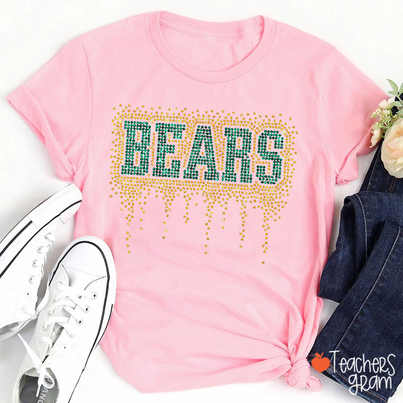 Personalized Mascot Drip Faux Rhinestone Teacher T-Shirt
