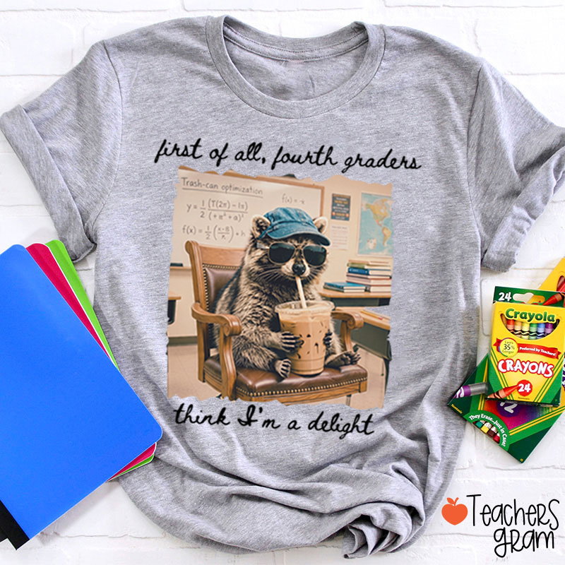 Personalized Grade Funny Coffee Raccoon Meme Teacher T-Shirt