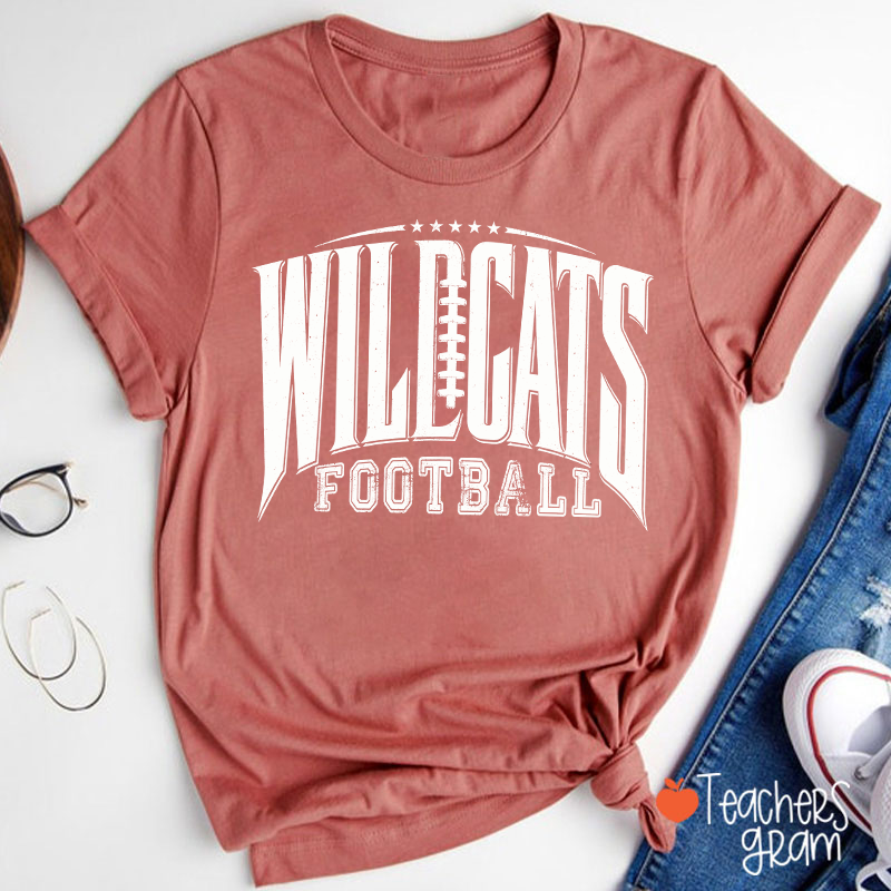 Personalized Mascot Vintage Distressed Football Star Graphic Teacher T‑Shirt