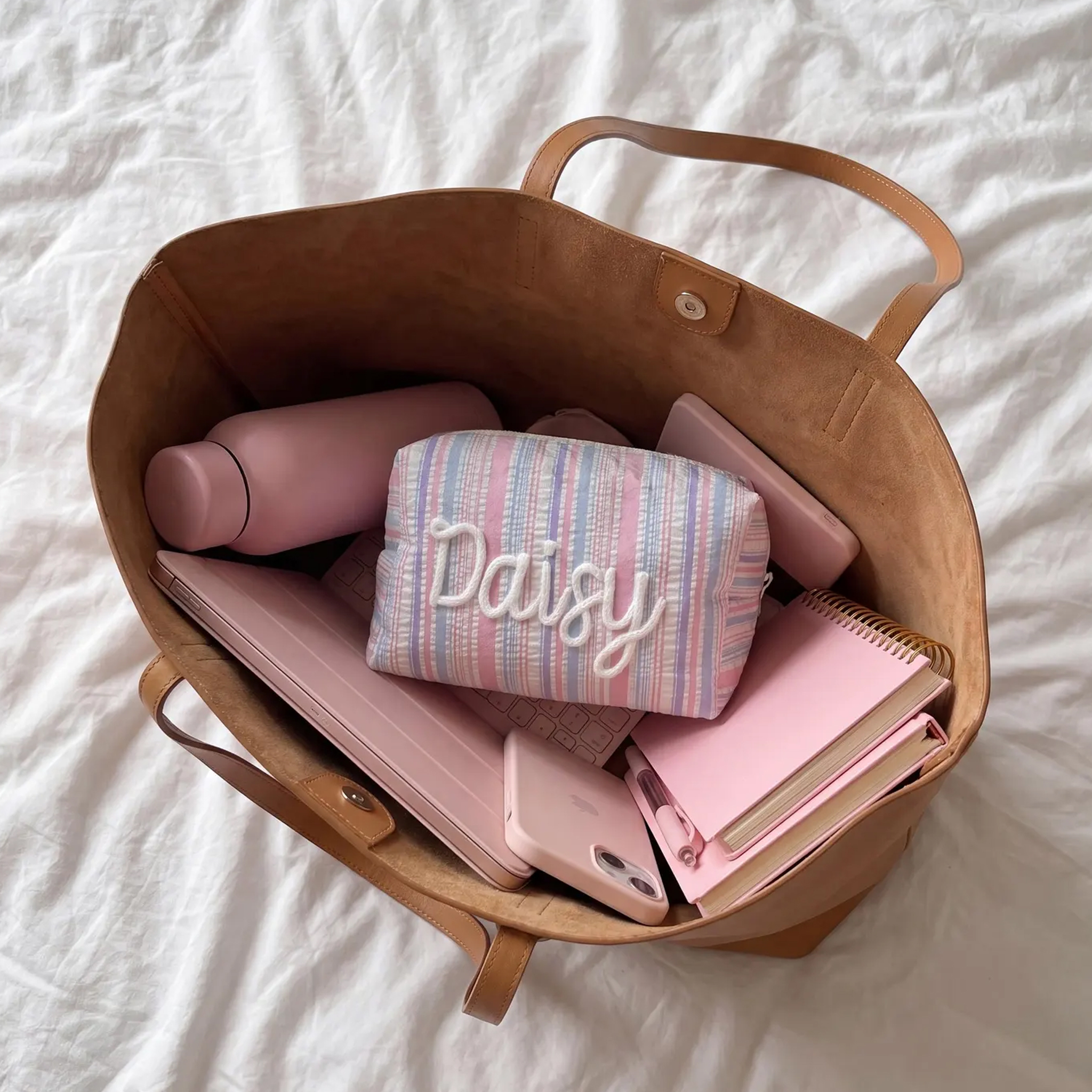 Personalized Embroidered Bubble-Sheen Makeup Bag