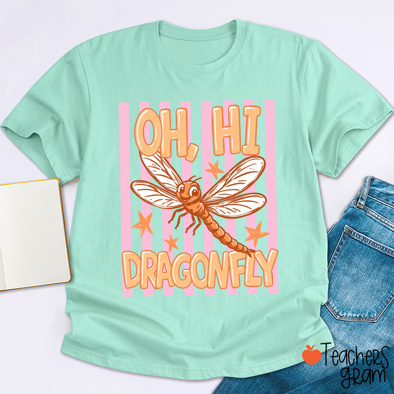 Personalized Retro Cute Animal Striped Frame Teacher T-Shirt