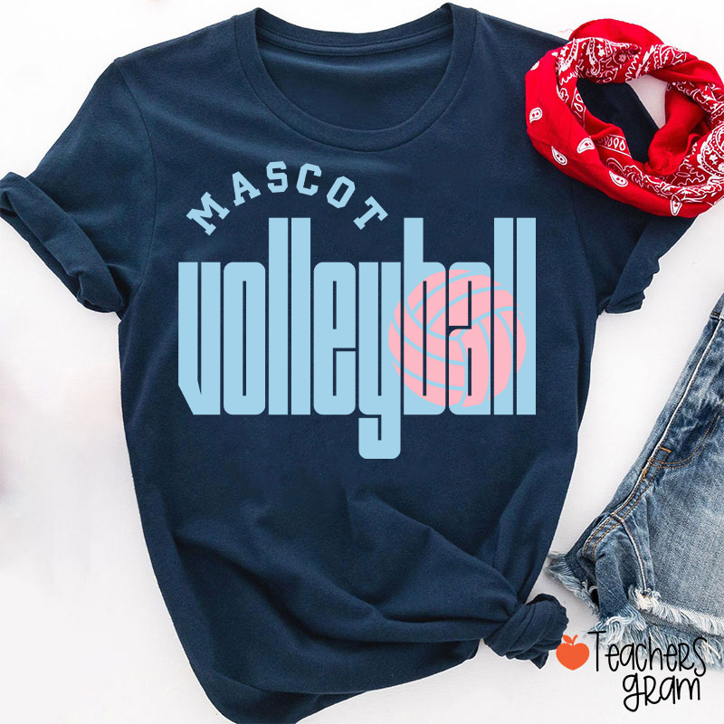 Personalized Mascot Volleyball Retro Game Day Teacher T-Shirt