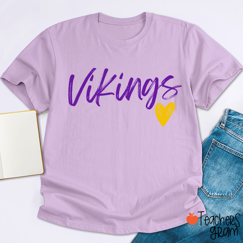 Personalized Mascot Sport Handwritten Heart Teacher T‑Shirt