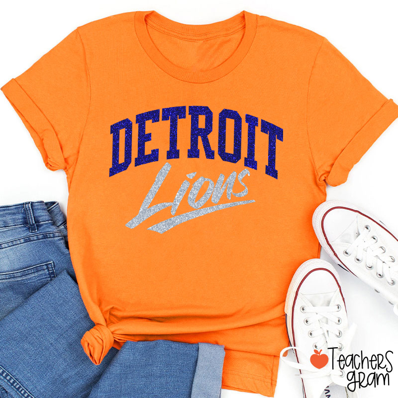 Personalized Mascot Retro Glitter Sport Fan Teacher T‑Shirt