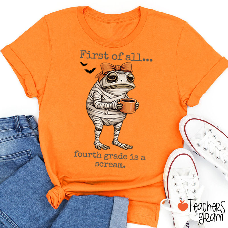 Personalized Grade Funny Frog Monster Character Bat Teacher T‑Shirt