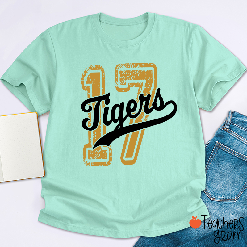 Personalized Mascot Vintage Number Graphic Sports Teacher T‑Shirt