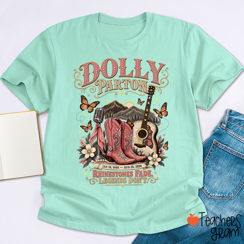 Dolly Parton Western Cowboy Boots Floral Teacher T‑Shirt