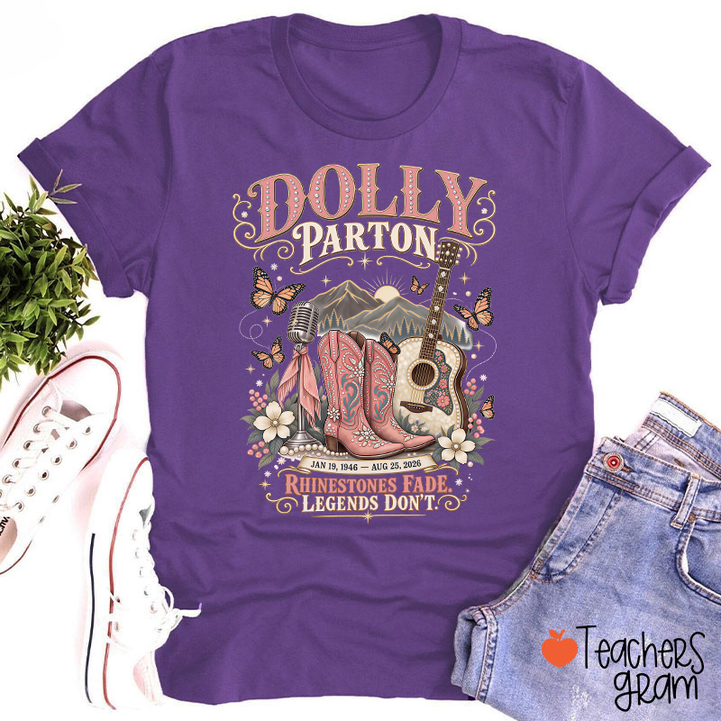Dolly Parton Western Cowboy Boots Floral Teacher T‑Shirt