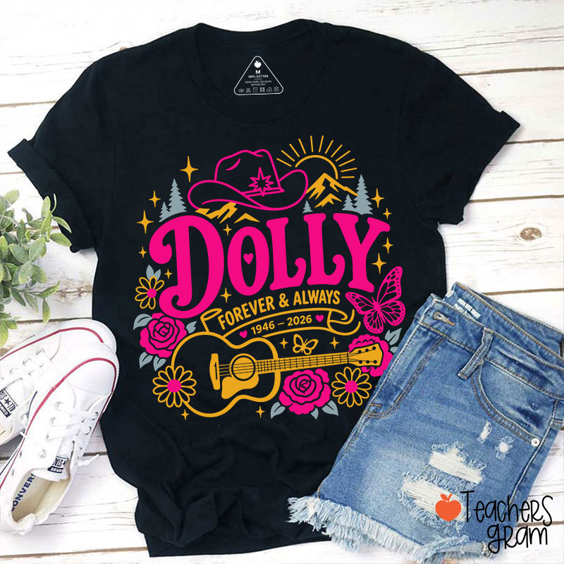 Dolly Forever Always Western Floral Teacher T‑Shirt-Teachersgram