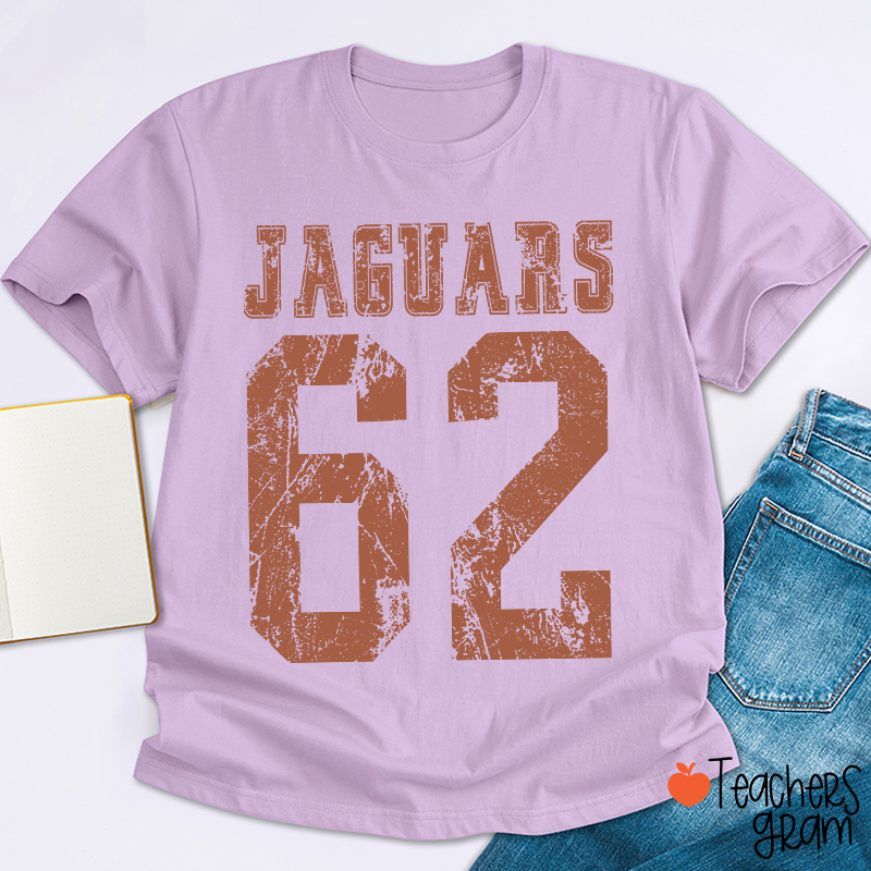 Personalized Mascot Number Vintage Distressed Sport Teacher T‑Shirt