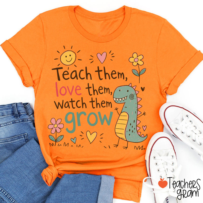 Cute Dinosaur Flower Quote Graphic Teacher T-Shirt