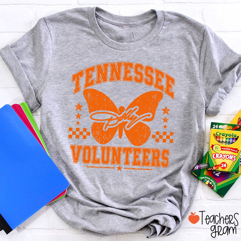 Tennessee Volunteers Dolly Distressed Butterfly Teacher T-Shirt