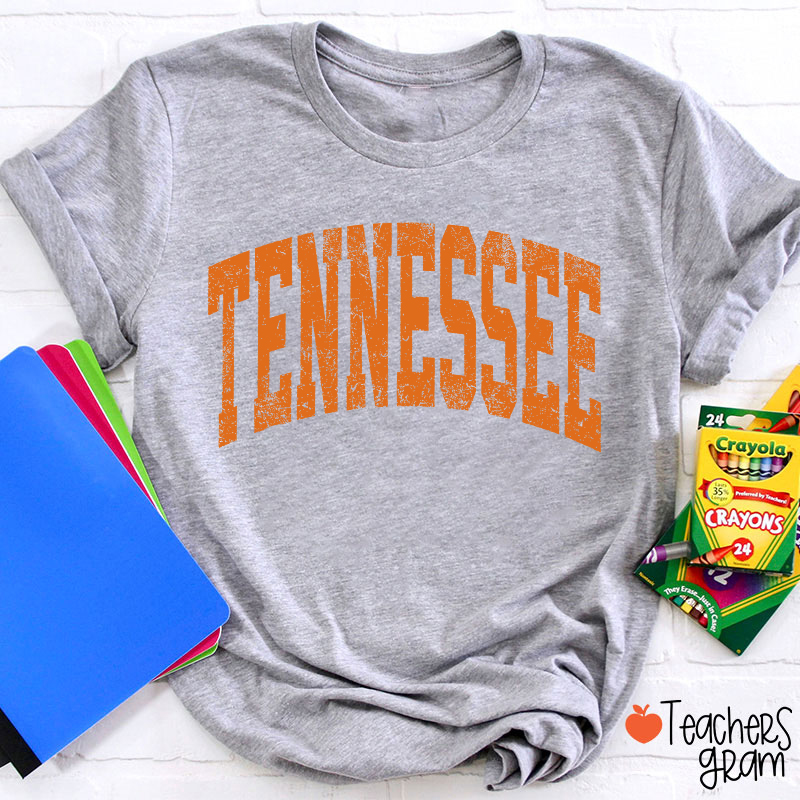 Vintage Distressed Tennessee Bold Arch Letter Teacher T-Shirt