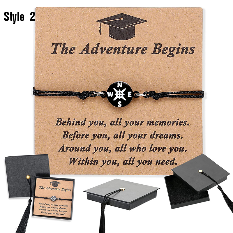 Graduation Gift Compass Woven Teacher Bracelet